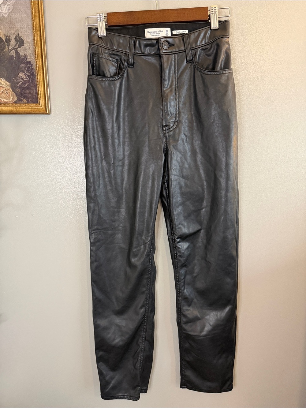Abercrombie & Fitch Vegan Leather Pants Women’s 2 Long Black High Rise 26 - Picture 7 of 9